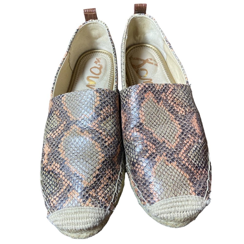 Sam Edelman Khloe Espadrille Flat Sneaker Shoes Sz 8 Tan Snake Print Slip On
